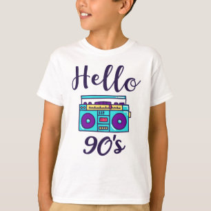 T-shirt Bonjour 90s radio cassette enregistreur