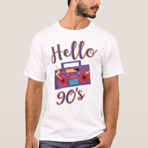 T-shirt Bonjour 90s radio cassette enregistreur