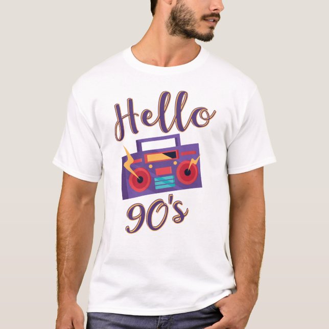 T-shirt Bonjour 90s radio cassette enregistreur (Devant)