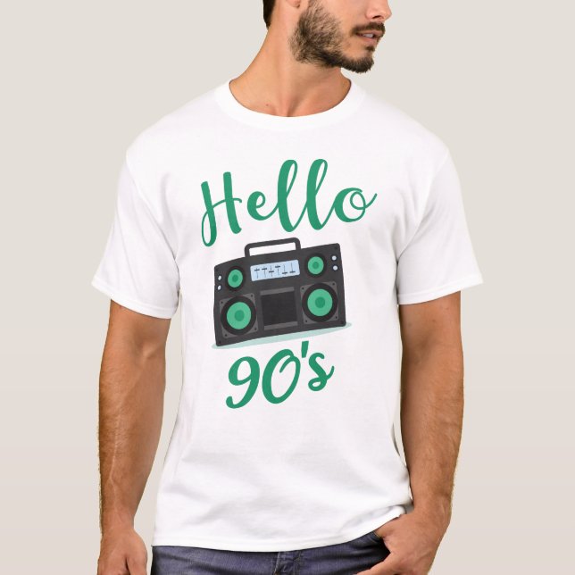 T-shirt Bonjour 90s radio cassette enregistreur (Devant)
