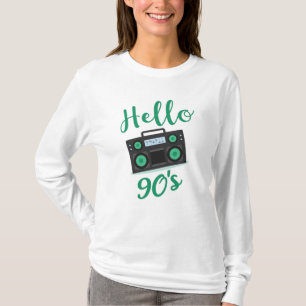 T-shirt Bonjour 90s radio cassette enregistreur