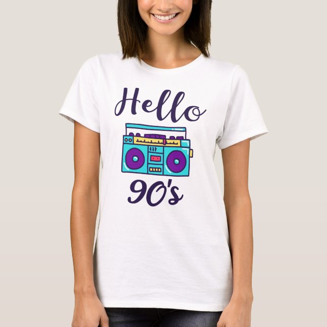 T-shirt Bonjour 90s radio cassette enregistreur (Devant)
