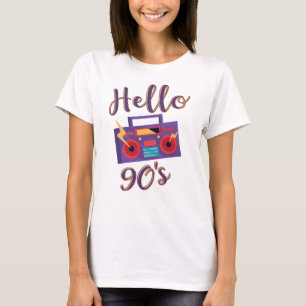 T-shirt Bonjour 90s radio cassette enregistreur