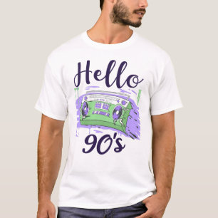 T-shirt Bonjour 90s radio cassette enregistreur