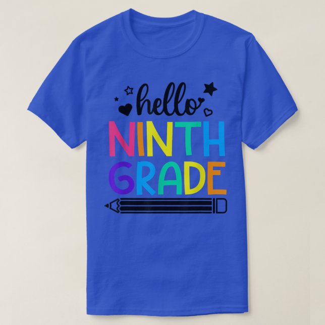 T-shirt Bonjour 9e année Retour à l'école tenues pour fill (Design devant)