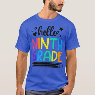 T-shirt Bonjour 9e année Retour à l'école tenues pour fill