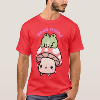 T-shirt Bonjour Ami Un Cute Champagne Et Grenouille Amis f
