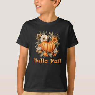 T-shirt Bonjour Automne aquarelle fleur sauvage feuilles d