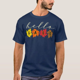 T-shirt Bonjour Automne Feuilles Citrouille Coeur Automne 
