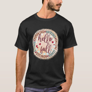 T-shirt Bonjour Automne Hayrides Bonfires Citrouille Su201