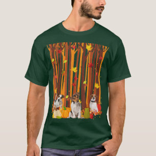 T-shirt Bonjour Automne Jack Russell Maple Leaf Citrouille