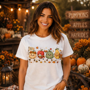 T-shirt Bonjour Automne Joli Citrouille Pomme Poire Récolt