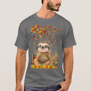 T-shirt Bonjour Automne Maple Sloth Leaf Fall mignonne Slo