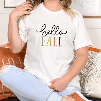 T-shirt Bonjour Automne Mignonne Colorée Automne Femmes Ts