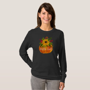 T-shirt Bonjour Automne Tournesols Citrouille Rustique