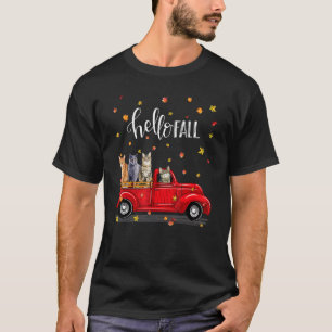 T-shirt Bonjour camion de chat automne