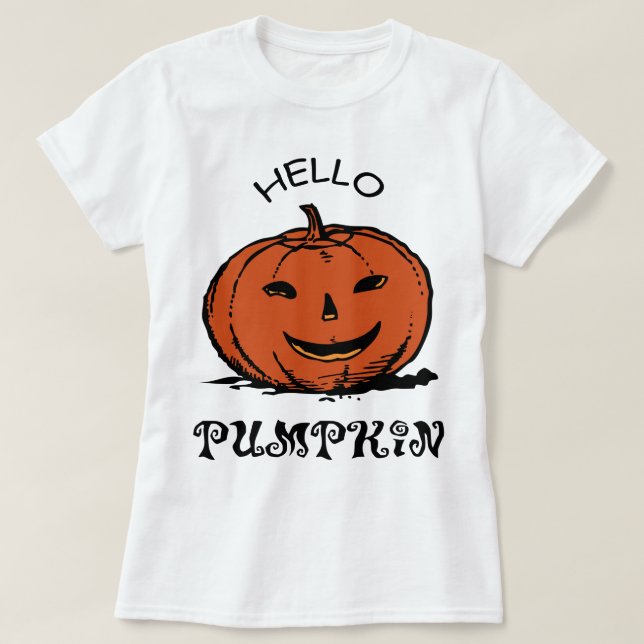 T-shirt Bonjour Chemise Citrouille, Chemise Citrouille fem (Design devant)