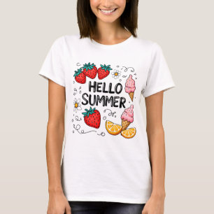 T-shirt Bonjour Chemise d'été - mignonne fraise et crème g