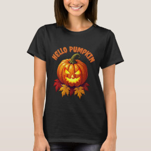 T-shirt Bonjour Citrouille Automne Halloween