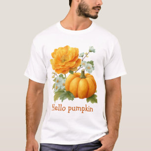 T-shirt Bonjour Citrouille Floral Halloween Design