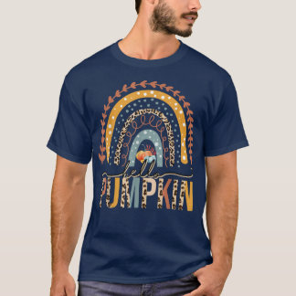 T-shirt Bonjour Citrouille mignon Arc-en-ciel Empreinte de