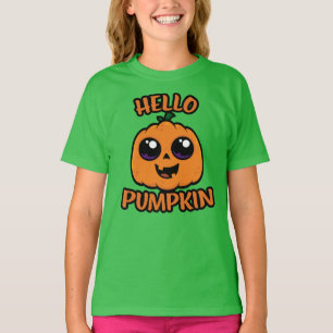 T-shirt Bonjour Citrouille mignon Halloween Jack-O-Lantern