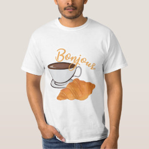 T-shirt Bonjour Croissant Café Petit déjeuner - Café Franç