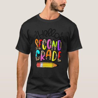 T-shirt Bonjour Deuxième Année Boho Léopard Thé de Rentree