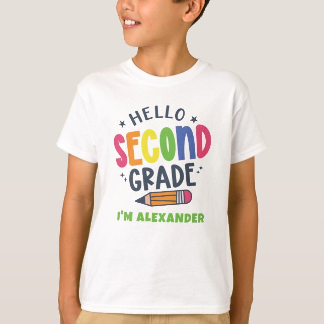 T-shirt Bonjour deuxième année de retour à l'école (Devant)
