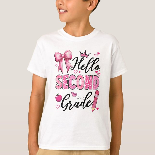 T-shirt Bonjour Deuxième Année Premier Jour De L'École Coq (Devant)