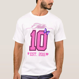 T-shirt Bonjour Dix Chiffres Cute Coquette 10e anniversair