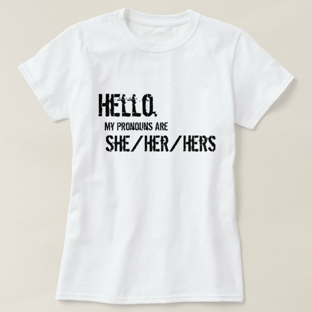 T-shirt Bonjour. Elle/elle/sienne chemise (Design devant)