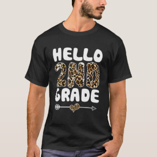 T-shirt Bonjour Empreinte de léopard de 2e année Enseignan