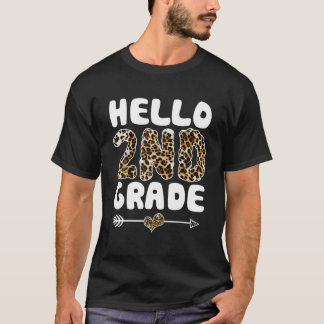 T-shirt Bonjour Empreinte de léopard de 2e année Enseignan