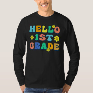 T-shirt Bonjour enseignant de 1re année Groovy Vintage Ret