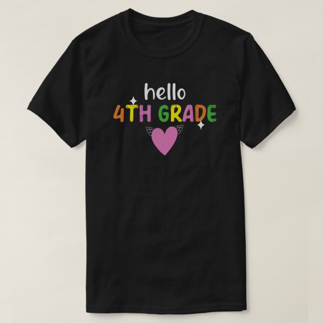 T-shirt Bonjour enseignant de 4e année (Design devant)