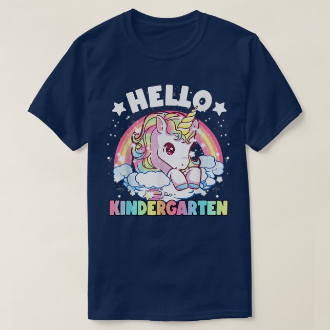 T-shirt Bonjour Enseignant Maternelle Unicorn Retour À L'É (Design devant)