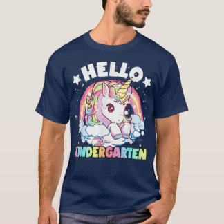 T-shirt Bonjour Enseignant Maternelle Unicorn Retour À L'É