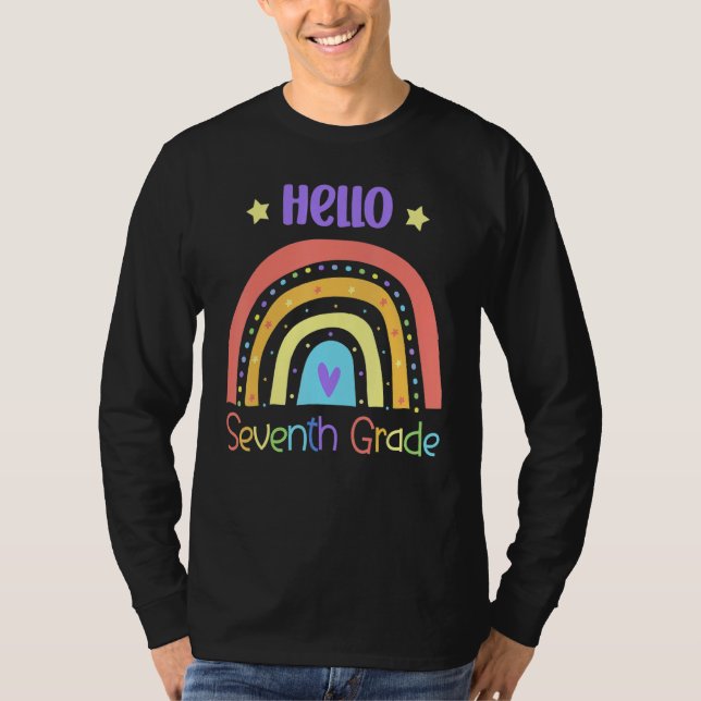 T-shirt Bonjour équipe arc-en-ciel de septième année 7e an (Devant)