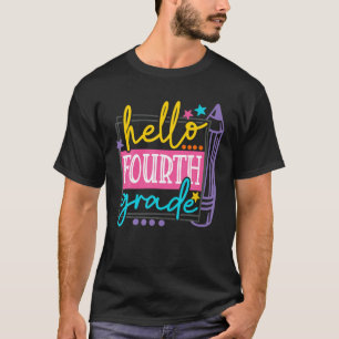 T-shirt Bonjour Équipe De 4E Année Retour À L'École T