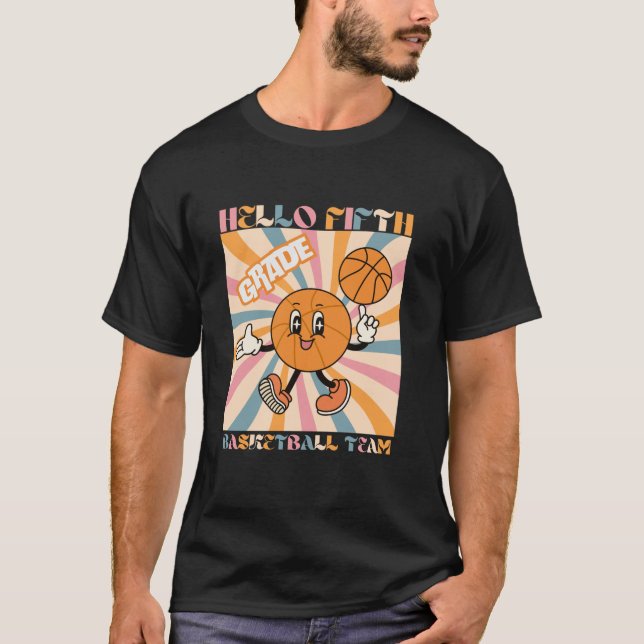 T-shirt Bonjour Équipe De Basket-Ball De 5E Année Rétro 5E (Devant)