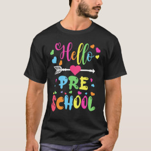 T-shirt Bonjour Équipe préscolaire Kinder Retour À L'École