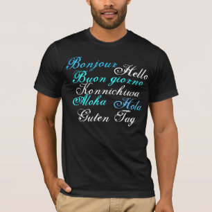 T-shirt Bonjour et au revoir dans 7 langues différentes