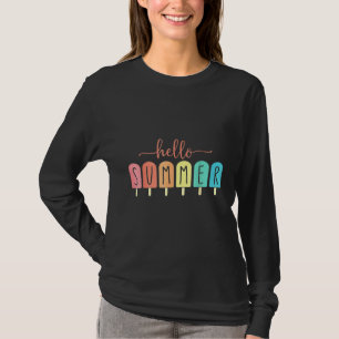 T-shirt Bonjour Été Crème de glace Vacances Popsicle Ice L