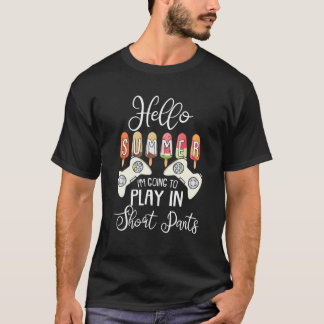 T-shirt Bonjour Été Jeu Drôle Vacances Jouer Vidéo-G