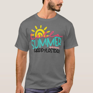 T-shirt Bonjour Été Joyeux Dernier Jour Enseignant Sunset