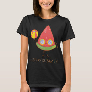 T-shirt Bonjour été mignonne pastèque Lunettes de soleil V