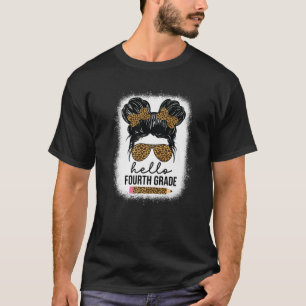 T-shirt Bonjour Filles de quatrième année Kid Messy Bun Le