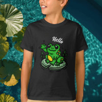 Bonjour | Grenouille sur la main Lily Pad tirée