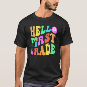 T-shirt Bonjour Groovy Enseignant 1re année Violet Premièr